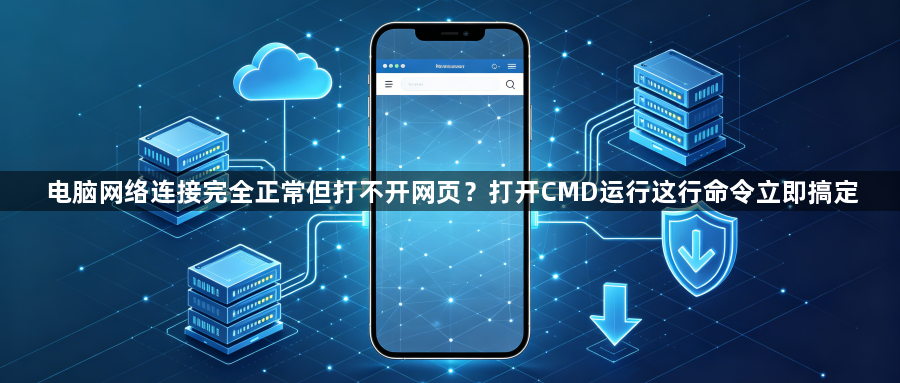 电脑网络连接完全正常但打不开网页？打开CMD运行这行命令立即搞定1