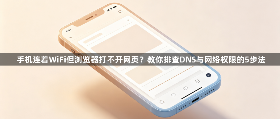 手机连着WiFi但浏览器打不开网页?教你排查DNS与网络权限的5步法1