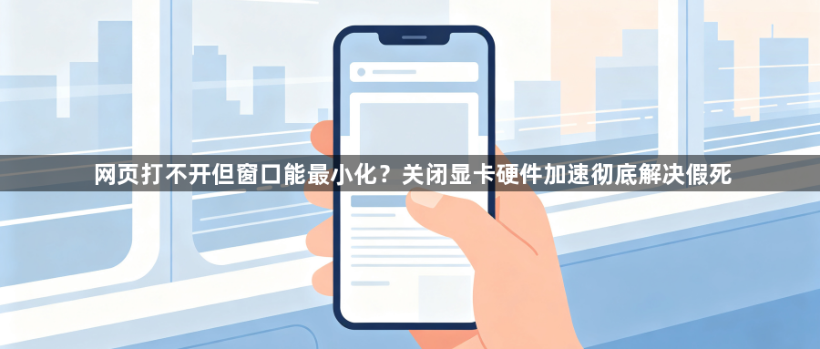 网页打不开但窗口能最小化?关闭显卡硬件加速彻底解决假死1