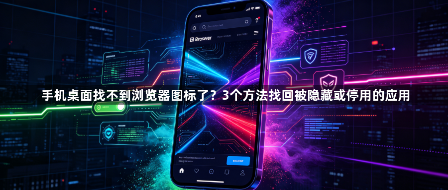 手机桌面找不到浏览器图标了？3个方法找回被隐藏或停用的应用1